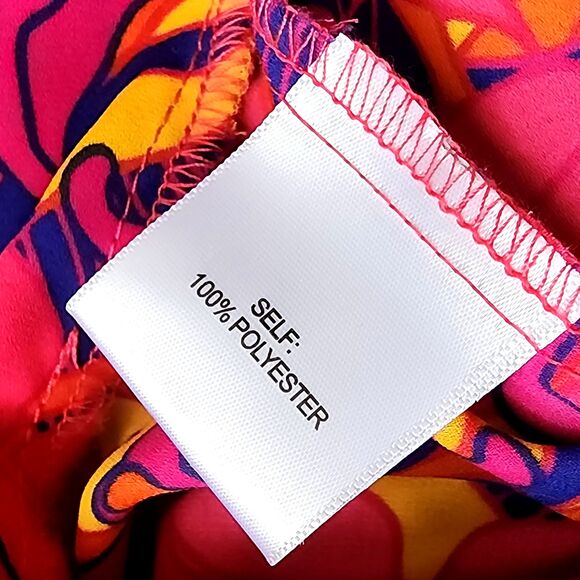 NWOT Tropical Island Vibe Blouse | Puffy Sleeve V Neck with Tie Bottom Size XL - Picture 6 of 8